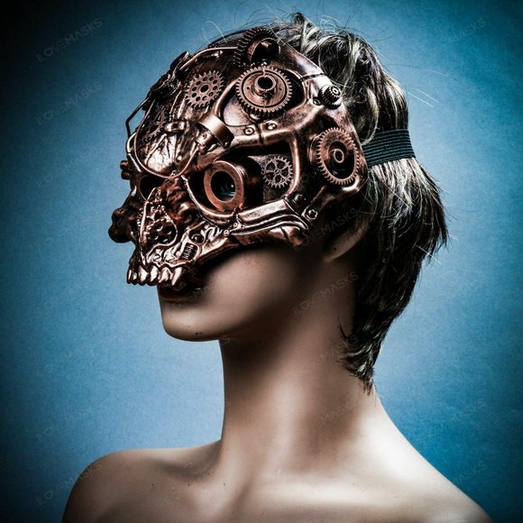 Halloween Steampunk Ghost Skull Robotic Masquerade - Picture 4 of 8